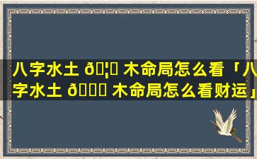 八字水土 🦁 木命局怎么看「八字水土 💐 木命局怎么看财运」